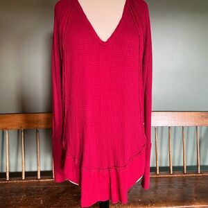 FREE PEOPLE Red V-Neck Top